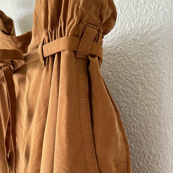 Skies Are Blue Women's Camel Brown Wide Leg minimalist Baggy Loose Fit Pants - Picture 4 of 13